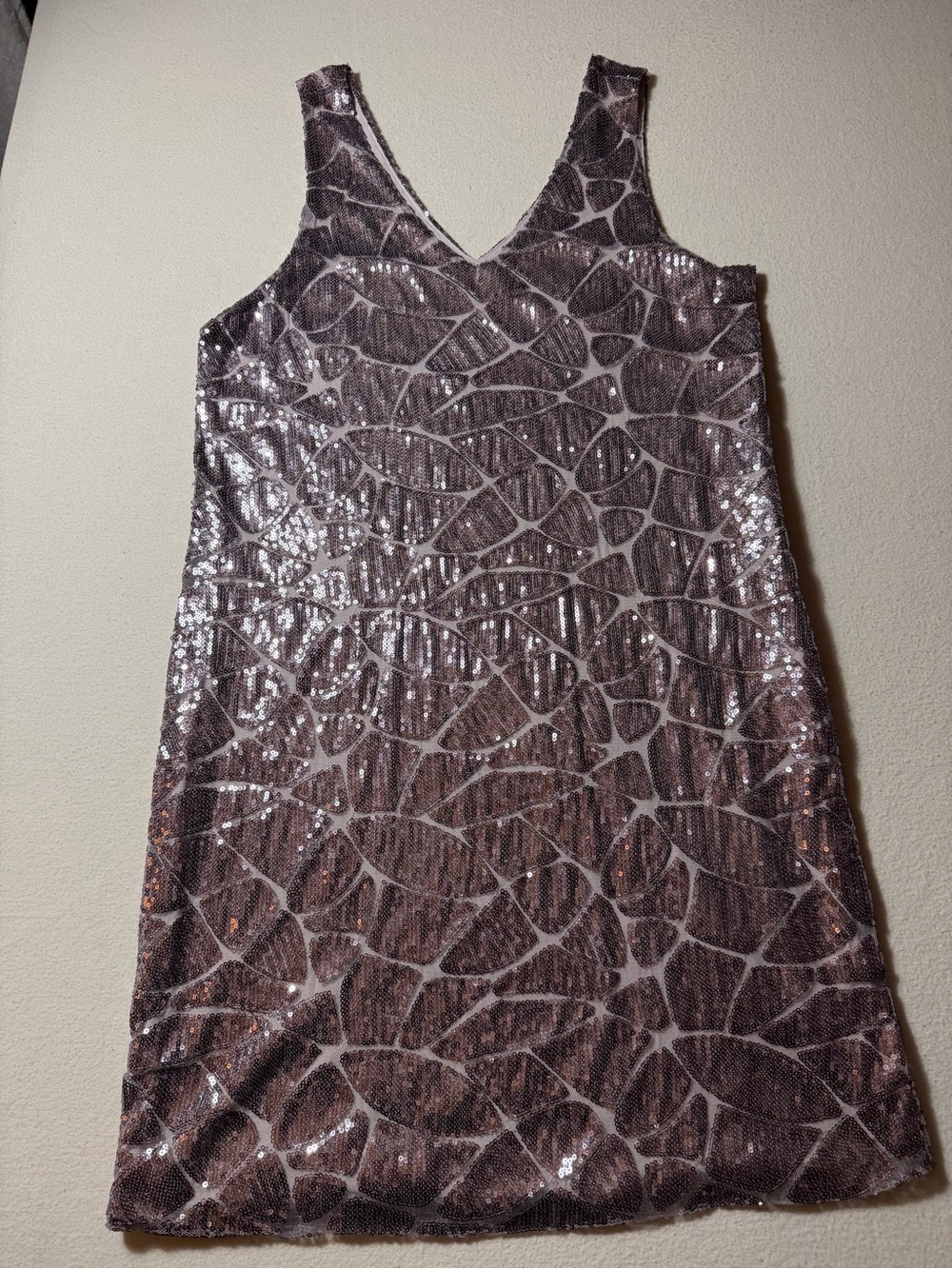 Gianni Bini Mauve Sequin V-Neck Mini Dress